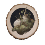 Phoenix Chan, "Fortune #19", gouache and color pencils on wood, 12.25 x 11.25 inches, $550