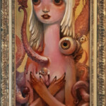 Jesús Aguado, "Venus and the kraken", acrylic on panel, 24.2 x 9.2 inches, $795 (Framed)