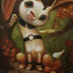 Jesús Aguado, "White rabbit", acrylic on panel, 24 x 14.6 inches, $1000