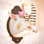 Valency Genis, “Presley & Wynona”, 2020, Epoxy clay, wood, wire, glass, acrylic and oil, 21 x 13 x 15 in, $695