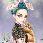Julie Filipenko, “Caturn”, acrylic on wood, 16.8 x 12 inches, $2,200