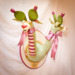 Valency Genis, “Kitty and Maybelle”, 2020, Epoxy clay, wood, wire, glass, acrylic and oil, 21 x 15 x 13 in, $595