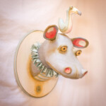 Valency Genis, “Harlene & Tammy”, 2020, Epoxy clay, wood, wire, glass, acrylic and oil, 17 x 11 x 12 in, $575