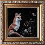 Meadow & Fawn, “Autumn’s Key”, Acrylic on wood panel, 5 x 5 inches, $500