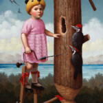 Steven Kenny, “Girl with Stilts”, 2020, oil on canvas, 36 x 26 in, $16,000