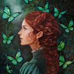 Eeva Nikunen, “How Does One Become A Butterfly?”, oil on board, 14 x 11 inches, $1,400