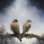 Brian Mashburn, “Fall (American Kestrels), oil on panel, 12 x 10 inches, $1,000