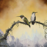 Brian Mashburn, “Summer (Ruby-Throated Hummingbirds), oil on panel, 12 x 10 inches, $1,000