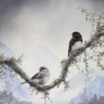 Brian Mashburn, “Winter (Dark-Eyed Juncos), oil on panel, 12 x 10 inches, $1,000