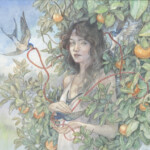 Hope Doe, “Megumi’s Song”, Sumi ink, watercolor, gouache, 8.7 x 10.7 inches, $580