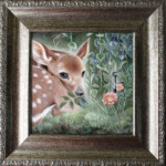 Meadow & Fawn, “Spring’s Key”, Acrylic on wood panel, 5 x 5 inches, $500