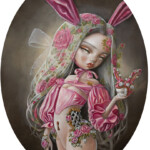 Kukula, “To Bunny or Not to Bunny”, 2020, oil on panel, 12 x 16 in, $12,500