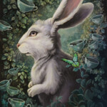Eeva Nikunen, “The White Rabbit”, oil on board, 7 x 5 inches, $700