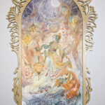 Stephanie Law, “Autumn”, watercolor and lasercut wood, 17 x 11.5 inches, $2,000 (Framed)