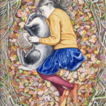 Jessica Mulholland, “Sleepy Foragers (Autumn)”, watercolour and pencil on Arches Aquarelle HP paper, 8 x 6 inches, $450