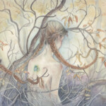 Hope Doe, “Promising Twilight”, Sumi ink, watercolor, gouache, 8.7 x 10.7 inches, $580