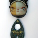 Kathie Olivas, Spring, Oil, acrylic, found objects, epoxy resins on cast resin, 11.5 x 5.5 inches, $500