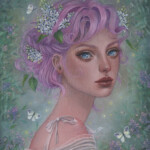 Kseniia Boko, “Bloom”, oil on wooden panel, 7 x 5 inches, $500