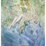 Stephanie Law, “Spring”, watercolor and lasercut wood, 17 x 11.5 inches, $2,000