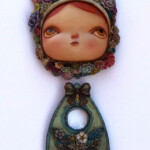 Kathie Olivas, Summer, Oil, acrylic, found objects, epoxy resins on cast resin, 12.5 x 5.5 inches, $800