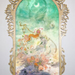 Stephanie Law, “Summer”, watercolor and lasercut wood, 17 x 11.5 inches, $2,000 (Framed)
