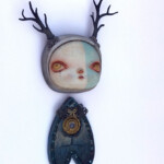 Kathie Olivas, Winter, Oil, acrylic, found objects, epoxy resins on cast resin, 14 x 7 inches, $500