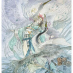 Stephanie Law, “Winter”, watercolor and lasercut wood, 17 x 11.5 inches, $2,000