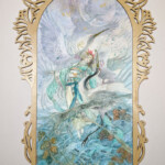 Stephanie Law, “Winter”, watercolor and lasercut wood, 17 x 11.5 inches, $2,000 (Framed)