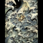 Adam Oehlers, “Tempest”, shadowbox, Watercolour, Pen and Pencil on 250gsm paper, 5 layers, 11 x 7.9 inches, $1,600