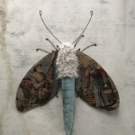 Larysa Bernhardt, “Flemish Fishing Village III”, vintage tapestry, Belgian linen, cotton velvet, 14 x 16 inches, $368