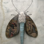 Larysa Bernhardt, “Flemish Fishing Village”, vintage tapestry, Belgian linen, cotton velvet, 17 x 17 inches, $382